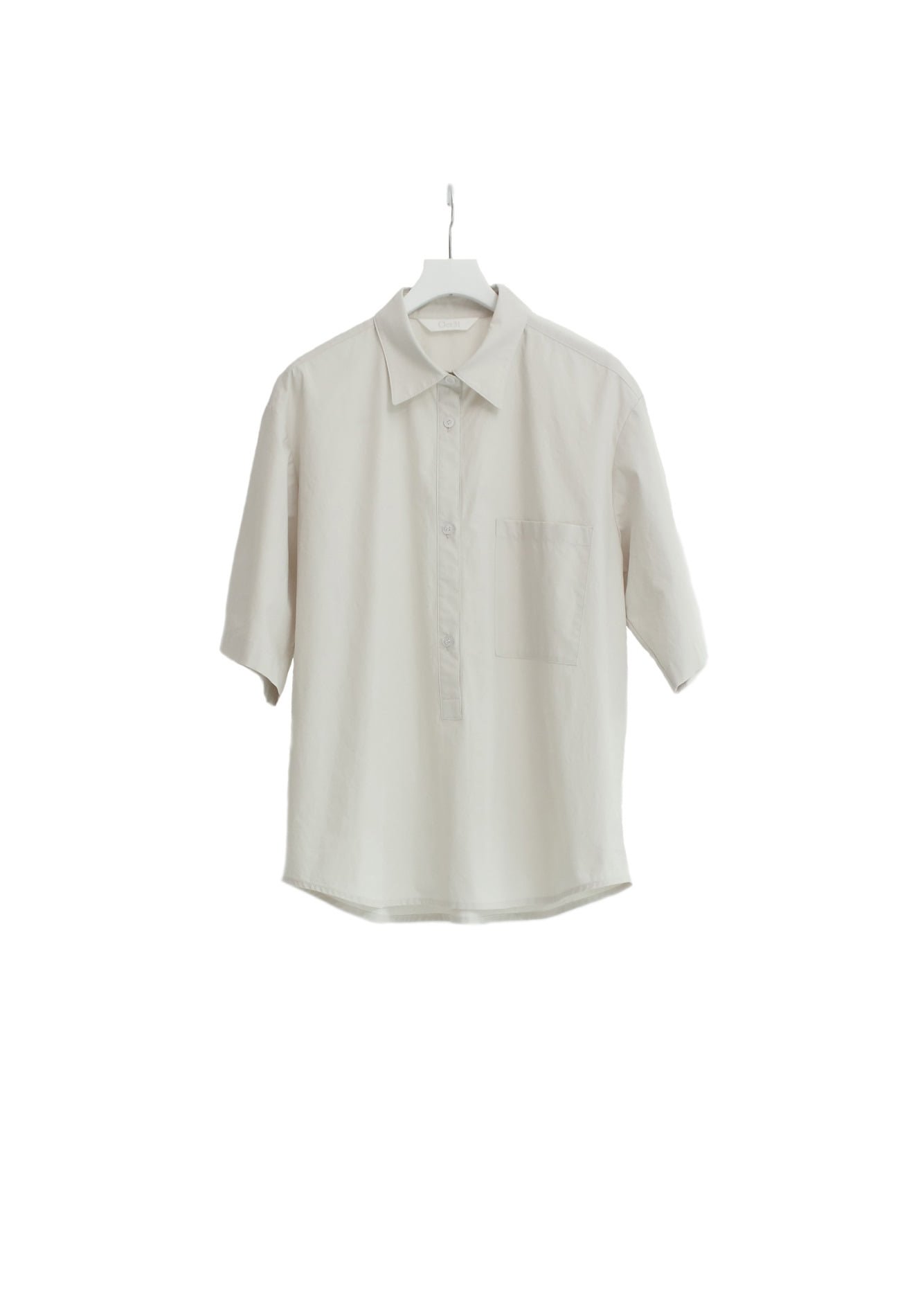 Polo Collar Half Shirt (Ivory)
